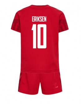 Billige Danmark Christian Eriksen #10 Hjemmedraktsett Barn VM 2022 Kortermet (+ Korte bukser)